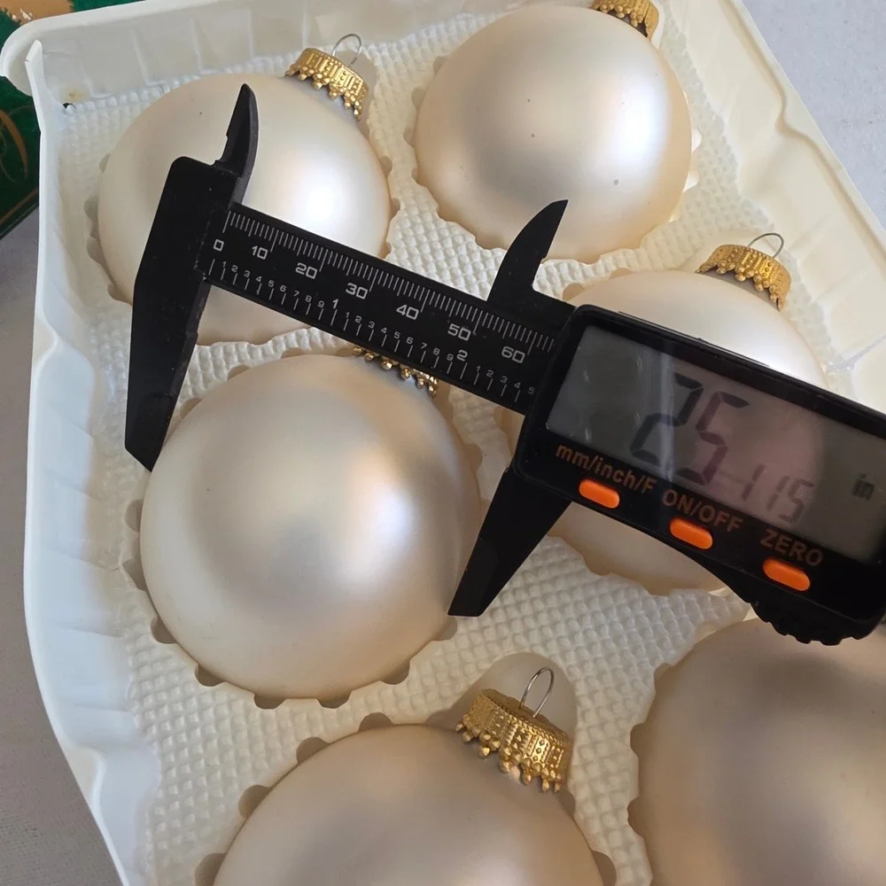 Christmas by Krebs Designer Glass Ornaments Set of 6 Iridescent Pearl Champagne